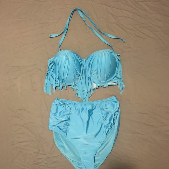 high waisted fringe bikini